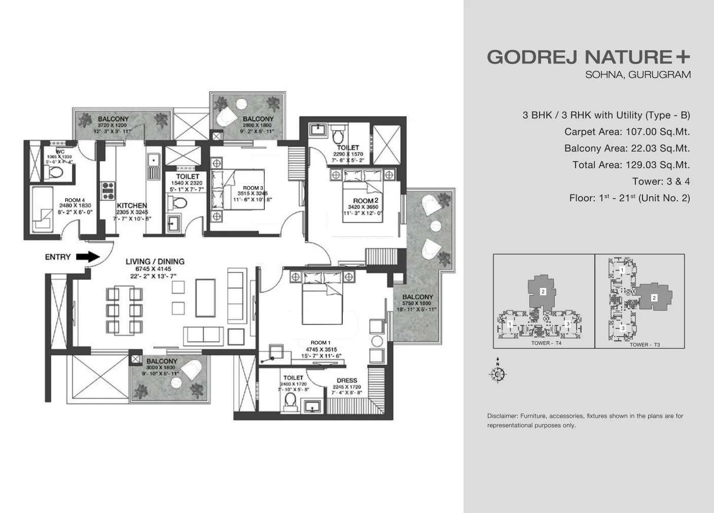 3 BHK + 2T Hero Leafsong Retreat